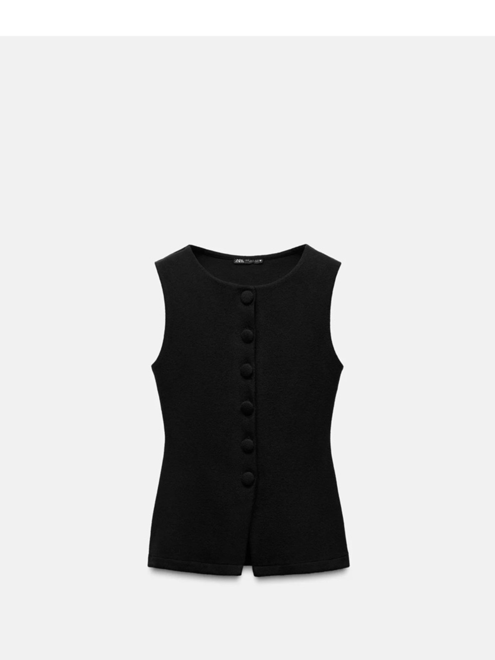 Zara Black Sleeveless Button-Front Knit Tank